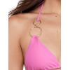 image:imageSteve Madden Womens Adjustable Triangle Bikini Top with Gold Double RingNeon Pink