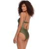 image:imageSteve Madden Womens Bandeau One Piece Swimsuit with Removable StrapsShine Bright Olive