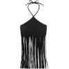 image:imageSteve Madden Womens High Neck Fringe Swim TopBlack