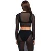 image:imageSteve Madden Womens Mesh Long Sleeve Crop TopBlack