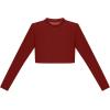 image:imageSteve Madden Womens Mesh Long Sleeve Crop TopMerlot