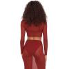 image:imageSteve Madden Womens Mesh Long Sleeve Crop TopMerlot