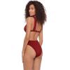 image:imageSteve Madden Womens Over The Shoulder Tall Triangle Bikini Top with StudsMerlot