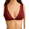 image:imageSteve Madden Womens Over The Shoulder Tall Triangle Bikini Top with StudsMerlot