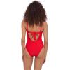 image:imageSteve Madden Womens Scoop Neck One Piece Swimsuit with Gold Chain Detail and Tie BackCherry