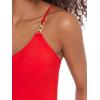 image:imageSteve Madden Womens Scoop Neck One Piece Swimsuit with Gold Chain Detail and Tie BackCherry