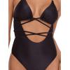 image:imageSteve Madden Womens Strappy Cutout Triangle One Piece SwimsuitShine Bright Raven