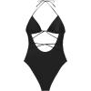 image:imageSteve Madden Womens Strappy Cutout Triangle One Piece SwimsuitShine Bright Raven