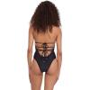 image:imageSteve Madden Womens Strappy Cutout Triangle One Piece SwimsuitShine Bright Raven