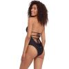 image:imageSteve Madden Womens Strappy Cutout Triangle One Piece SwimsuitShine Bright Raven