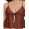 image:imageSteve Madden Womens Tie Front Crop Swim Tankini TopShine Bright Oak Brown