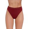 image:imageSteve Madden Womens High Leg High Waist Bikini Bottom with StudsMerlot
