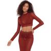 image:imageSteve Madden Womens Mesh Long Sleeve Crop TopMerlot