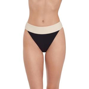 image:imageSteve Madden Womens Banded High Leg High Waist Bikini Bottom with Flirty CoverageBlack Ivory