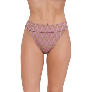 image:imageSteve Madden Womens Banded High Leg High Waist Bikini Bottom with Flirty CoverageChevron Shine Orchid