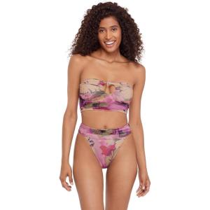 image:imageSteve Madden Womens Keyhole Strapless Swim Tube Top with Pearl TrimSuper Bloom