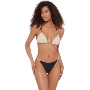 image:imageSteve Madden Womens Over The Shoulder Basic Triangle Bikini TopBlack Ivory