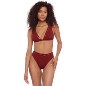 image:imageSteve Madden Womens Over The Shoulder Tall Triangle Bikini Top with StudsMerlot