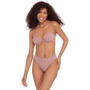 image:imageSteve Madden Womens Underwire Scoop Neck XBack Demi Bikini TopChevron Shine Orchid