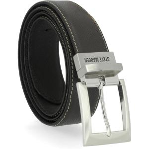 image:imageSteve Madden Mens Reversible Mens Dress Casual Every Day Leather BeltBlackBrown Edge Stitch