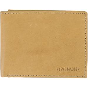 image:imageSteve Madden Mens Slim Leather Wallet with Extra Capacity Attached Flip PocketsTanAntique