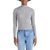 image:imageSteve Madden Womens Metallic Mock Neck Rib SweaterSilver