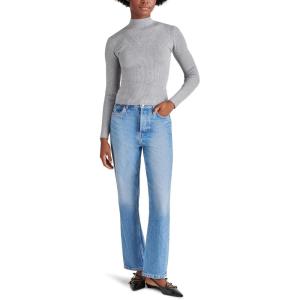 image:imageSteve Madden Womens Metallic Mock Neck Rib SweaterSilver