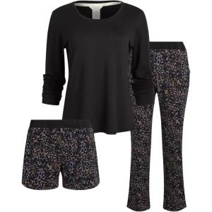 image:imageSteve Madden Womens Pajama 3 Piece Set Long Sleeve Shirt Pants Lounge ShortsBlack Camo Spots