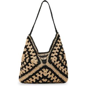 image:imageSteve Madden Womens Steve Madden Bora Straw Crochet HoboBlack