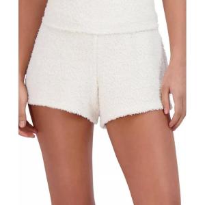 image:imageSteve Madden Womens Womens Fuzzy Pullon Chenille Sleep Shorts Cozy Pajama BottomsWhite