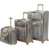 image:imageSteve Madden Designer Luggage Collection  3 Piece Softside Expandable Lightweight Spinner Suitcase Set  Travel Set Includes an Under Seat Bag 20Inch Carry on and 28Inch Checked Suitcase ShadowHarlo Gray