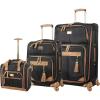 image:imageSteve Madden Designer Luggage Collection  3 Piece Softside Expandable Lightweight Spinner Suitcase Set  Travel Set Includes an Under Seat Bag 20Inch Carry on and 28Inch Checked Suitcase ShadowHarlo Black