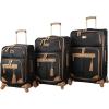 image:imageSteve Madden Designer Luggage Collection  3 Piece Softside Expandable Lightweight Spinner Suitcase Set  Travel Set includes 20 Inch Carry on 24 Inch amp 28Inch Checked Suitcases Black GreyHarlo Black
