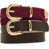 image:imageSteve Madden Womens Steve Madden 2 Pack Women Belts for Jeans Dresses Pants Ladies Waist BeltBordeaux
