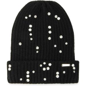 image:imageSTEVE MADDEN Beanie and Scarf Embellished Gift Set Black