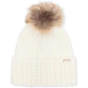 image:imageSTEVE MADDEN Pointelle Knit Cuff Beanie with POM Ivory