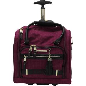 image:imageSteve Madden Designer 15 Inch Carry on Suitcase Small Weekender Overnight Business Travel Luggage Lightweight 2 Rolling Spinner Wheels Under Seat Bag for Women Shadow PurplePeekABoo Purple