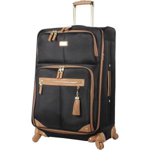 image:imageSteve Madden Designer Luggage  Checked Large 28 Inch Softside Suitcase  Expandable for Extra Packing Capacity  Lightweight Bag with Rolling Spinner Wheels Harlo GrayHarlo Black
