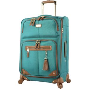 image:imageSteve Madden Designer Luggage  Checked Large 28 Inch Softside Suitcase  Expandable for Extra Packing Capacity  Lightweight Bag with Rolling Spinner Wheels Harlo GrayHarlo Teal Blue