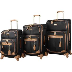image:imageSteve Madden Designer Luggage Collection  3 Piece Softside Expandable Lightweight Spinner Suitcase Set  Travel Set includes 20 Inch Carry on 24 Inch amp 28Inch Checked Suitcases Black GreyHarlo Black