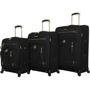 image:imageSteve Madden Designer Luggage Collection  3 Piece Softside Expandable Lightweight Spinner Suitcase Set  Travel Set includes 20 Inch Carry on 24 Inch amp 28Inch Checked Suitcases Black GreyBlack Grey