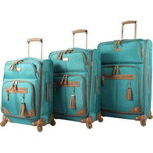 image:imageSteve Madden Designer Luggage Collection  3 Piece Softside Expandable Lightweight Spinner Suitcase Set  Travel Set includes 20 Inch Carry on 24 Inch amp 28Inch Checked Suitcases Black GreyHarlo Teal Blue