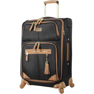 image:imageSteve Madden Designer Luggage Collection  Lightweight 24 Inch Expandable Softside Suitcase  Midsize Rolling 4Spinner Wheels Checked Bag Harlo BlackHarlo Black