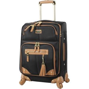 image:imageSteve Madden Designer Luggage Collection  Lightweight Softside Expandable Suitcase for Men amp Women  Durable 20 Inch Carry On Bag with 4Rolling Spinner Wheels 20in Global BlackHarlo Black