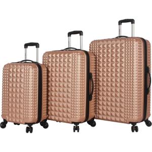 image:imageSteve Madden Luggage Set 3 Piece  Lightweight Hardside Suitcase set  Includes 20 Inch Carry on 24In28In Checked Bag with 8Wheel Rolling Spinner Rose Gold One Size