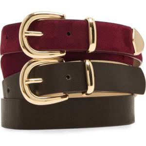 image:imageSteve Madden Womens Steve Madden 2 Pack Women Belts for Jeans Dresses Pants Ladies Waist BeltBordeaux