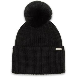 image:imageSteve Madden Womens Wide Cuff Beanie with PomBlack