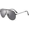 image:imageSteve Madden womens Female Sunglasses Style Maxwell Shield SunglassesShiny BlackSolid SmokeSilver Logo Mirrored