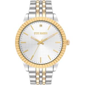 image:imageSteve Madden Mens Genuine Diamond Dial Bracelet WatchSilverTwoTone
