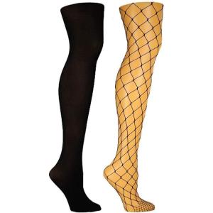 image:imageSteve Madden Womens 2pk Large Fishnet and Solid Opaque Tight Sm42401Black